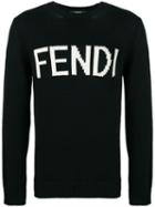 Fendi Virgin Wool Logo Sweater - Black