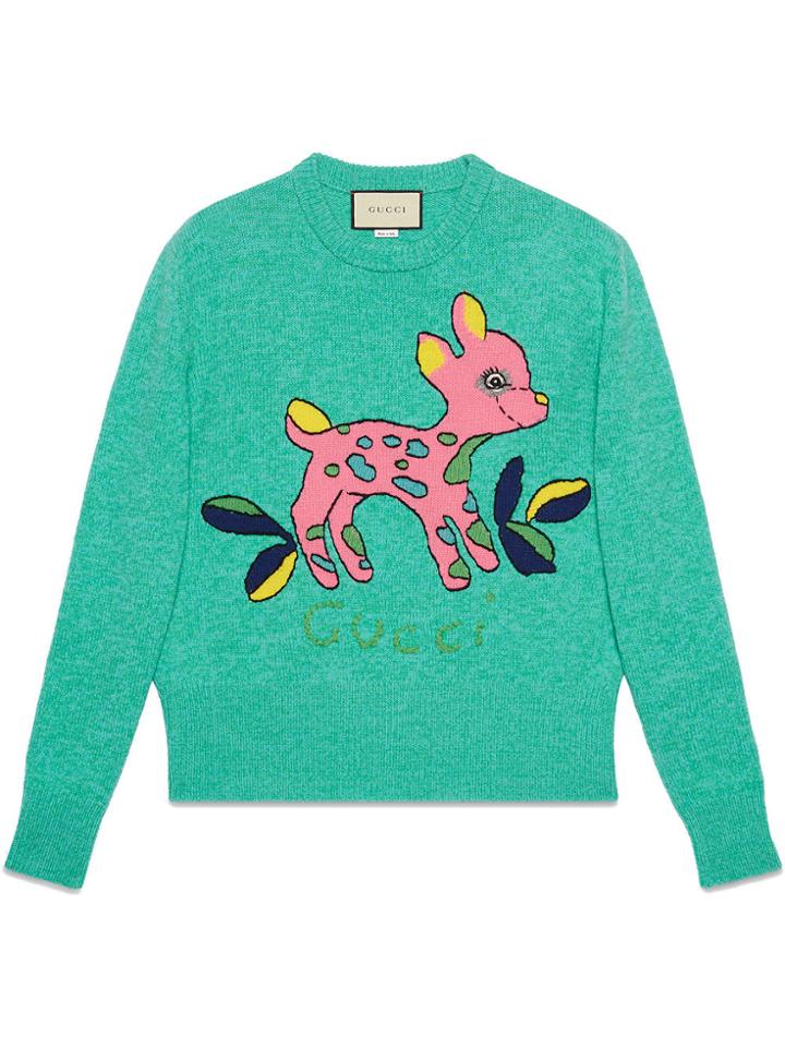 Gucci Wool Sweater With Fawn - Blue
