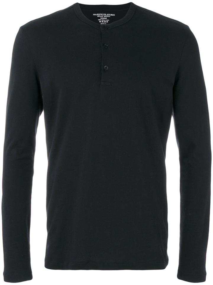 Majestic Filatures Button Placket Top - Black