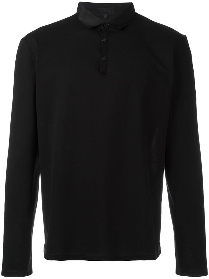 Lanvin - Long Sleeved Polo Shirt - Men - Cotton - Xl, Black, Cotton