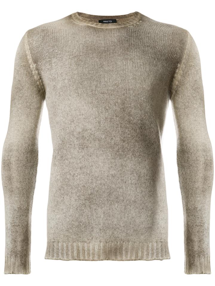 Avant Toi Stonewashed Crew Neck Sweater - Nude & Neutrals