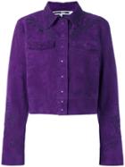 Mcq Alexander Mcqueen - Embroidered Suede Jacket - Women - Goat Skin - 44, Pink/purple, Goat Skin