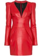 Alexandre Vauthier Leather Mini Dress - Red