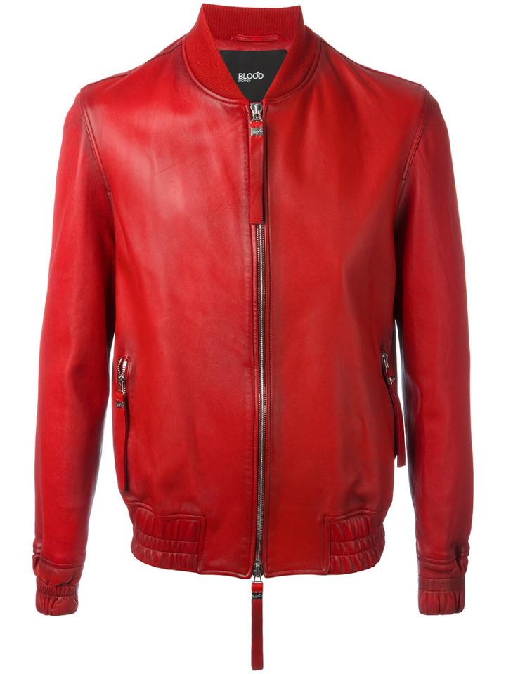 Blood Brother Guard Bomber Jacket, Men's, Size: Small, Red, Lamb Nubuck Leather/cotton
