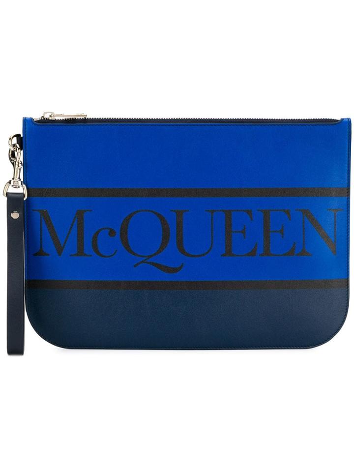 Alexander Mcqueen Logo Clutch Bag - Blue