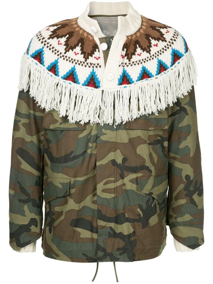 Sacai Camouflage Print Jacket - Brown