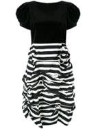 Comme Des Garçons Girl Ruched Two Tone Striped Dress - Black