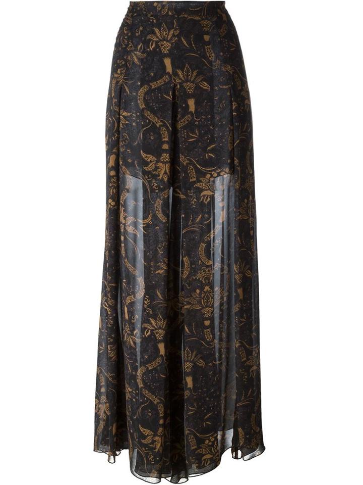 Barbara Bui Sheer Printed Palazzo Pants, Women's, Size: 42, Black, Silk