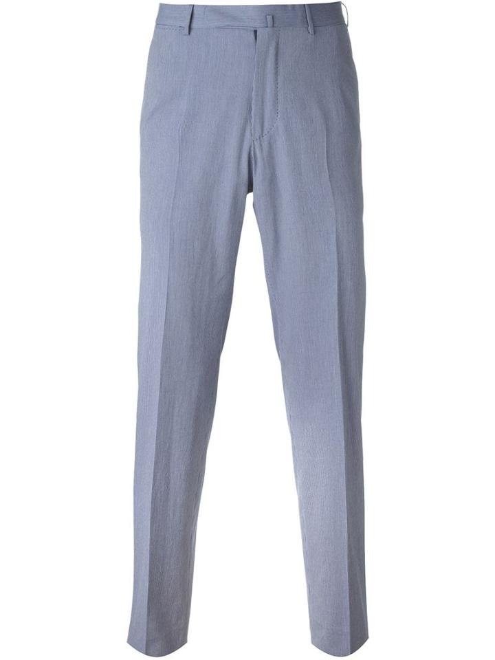Ermenegildo Zegna Slim-fit Trousers, Men's, Size: 56, Blue, Cotton/spandex/elastane
