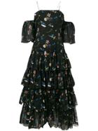 Vivetta Tiered Print Dress - Black