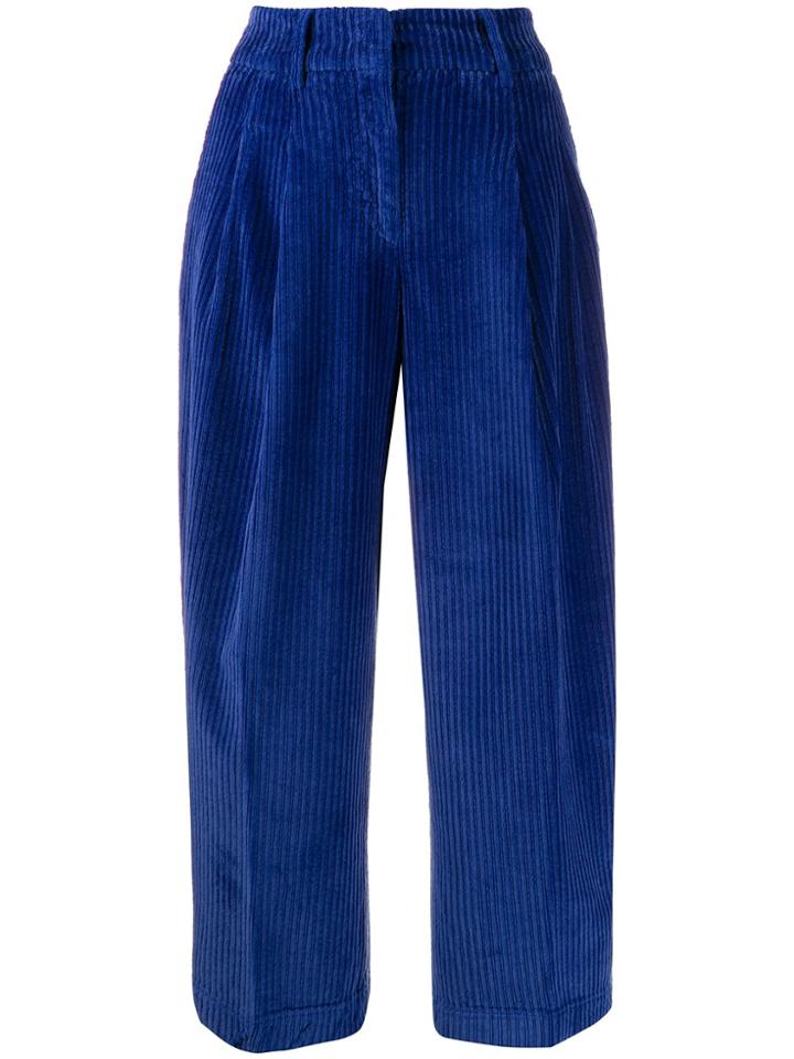 Pt01 Cropped Wide-leg Trousers - Blue