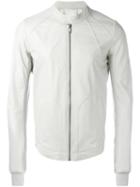 Rick Owens Intarsia Jacket, Men's, Size: 52, Grey, Calf Leather/cupro/cotton