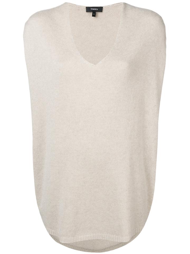 Theory Cashmere V-neck Knitted Top - Nude & Neutrals