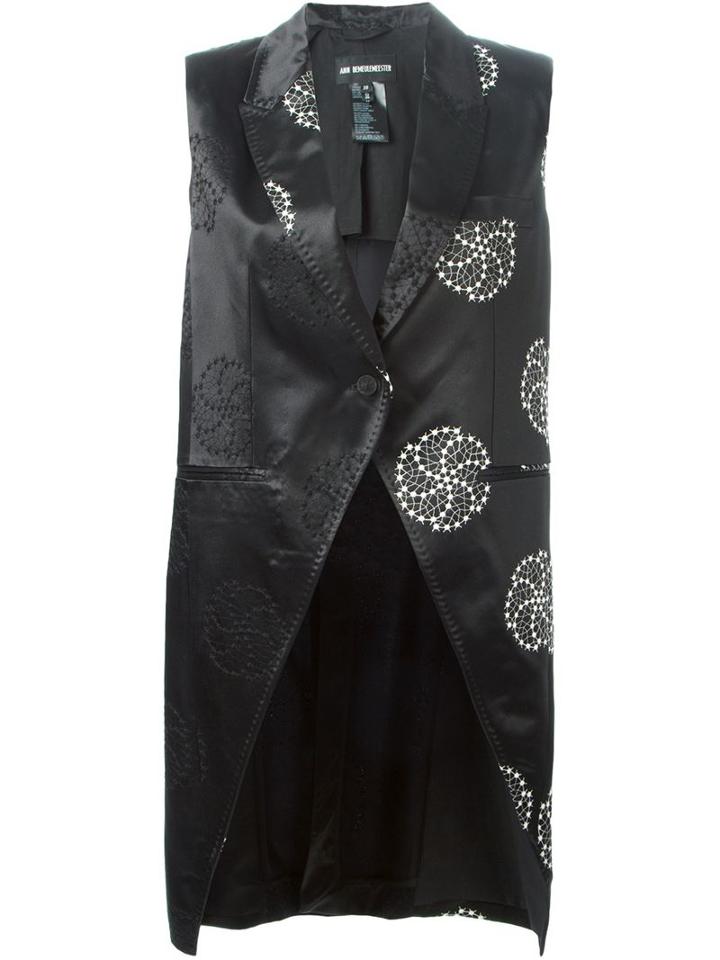 Ann Demeulemeester Circle Embroidered Asymmetric Waistcoat, Women's, Size: 38, Black, Silk/cotton/rayon