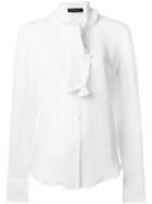 Rossella Jardini Ruffle Trim Pussybow Shirt, Size: 42, White, Silk
