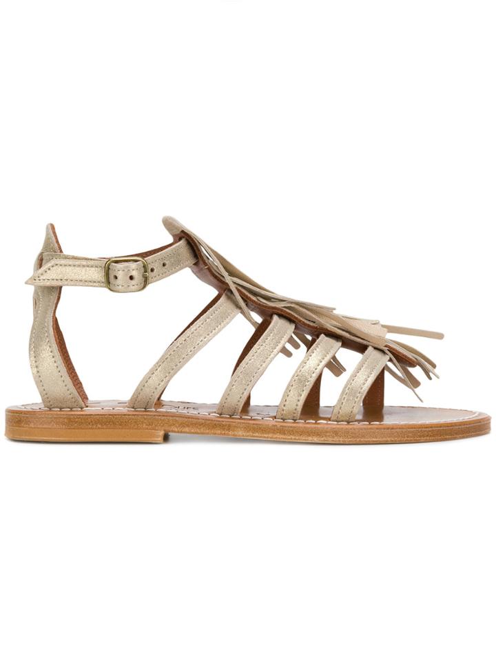 K. Jacques Fringe Sandals - Metallic