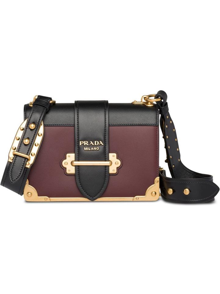 Prada Prada Cahier Leather Shoulder Bag - Red