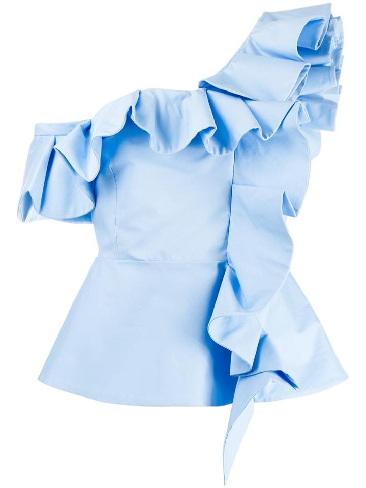 Vivetta Ruffled One Shoulder Top - Blue