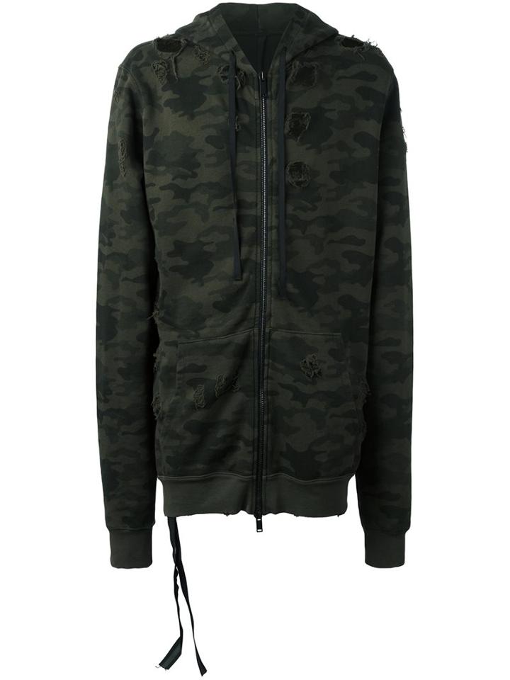 Unravel Camouflage Print Hoodie, Men's, Size: Small, Green, Cotton