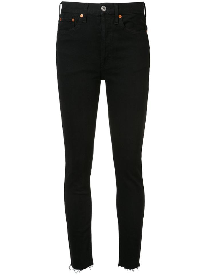 Re/done High Waisted Fray Jeans - Blue