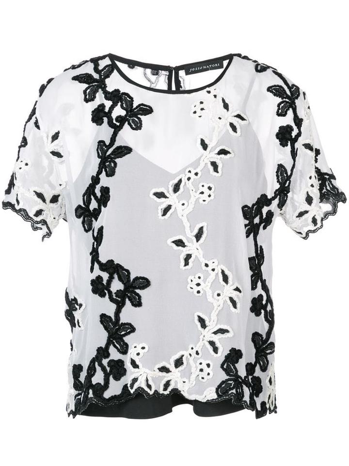 Josie Natori Embroidered T-shirt - White