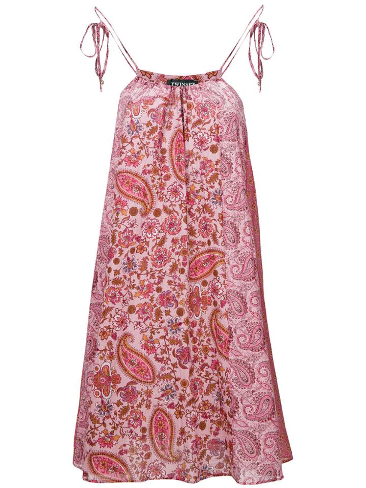 Twin-set Paisley Print Dress - Pink & Purple