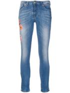 Blumarine Cropped Floral Sequinned Jeans - Blue