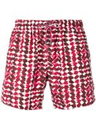 Ermenegildo Zegna Geometric Pattern Swim Shorts - Red