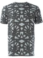 Les Hommes Geometric Print T-shirt, Men's, Size: L, Grey, Cotton