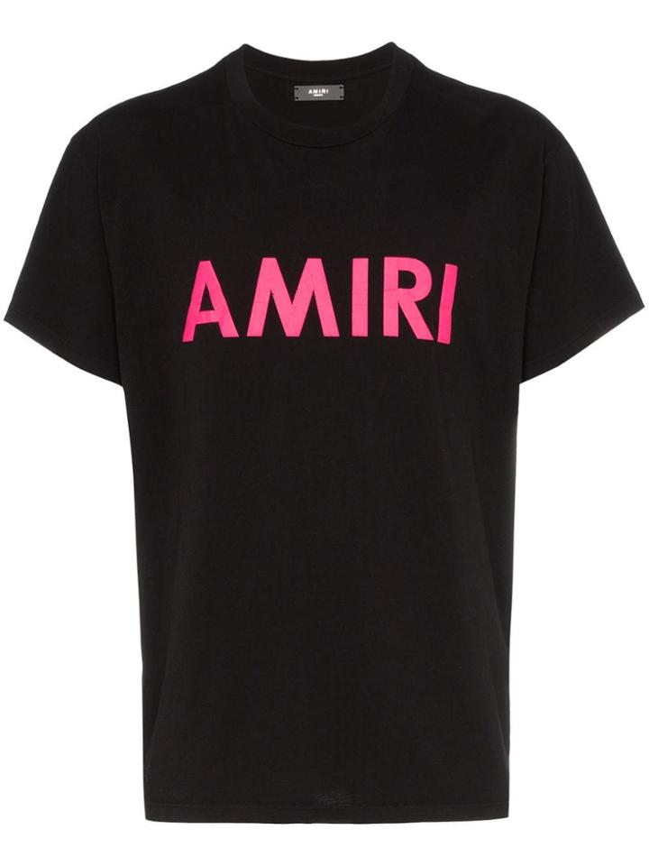 Amiri Cracked Logo Print Cotton T-shirt - Black
