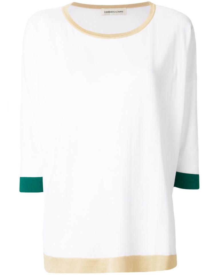 Lamberto Losani Round Neck Top - White