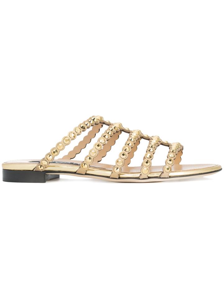 Sergio Rossi Stud Embellished Strappy Sandals - Metallic