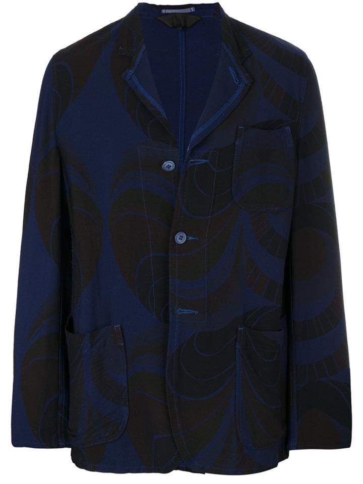 Comme Des Garçons Vintage Geometric Print Jacket - Blue