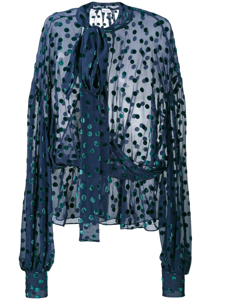 Magda Butrym Cali Polka-dot Sheer Blouse - Blue