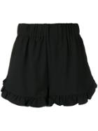 Ganni Ruffled Hem Shorts - Black
