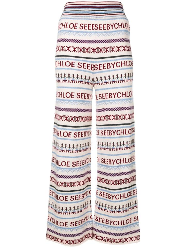 See By Chloé Knitted Flared Trousers - Nude & Neutrals