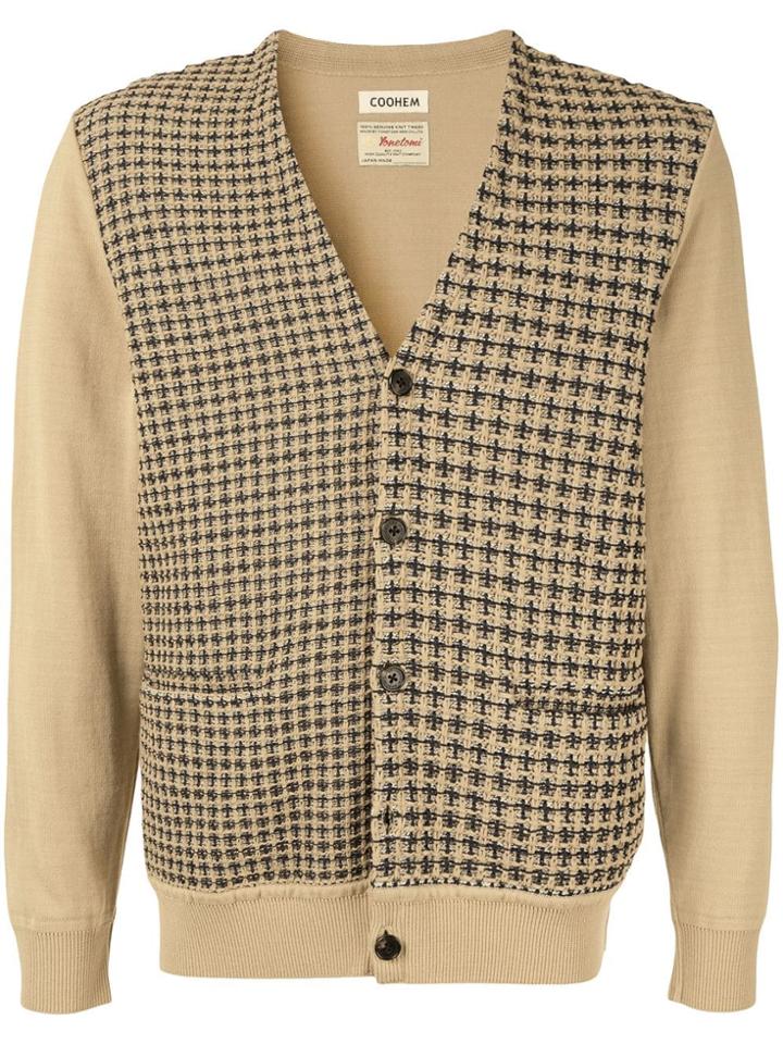 Coohem Checked Tweed Cardigan - Brown