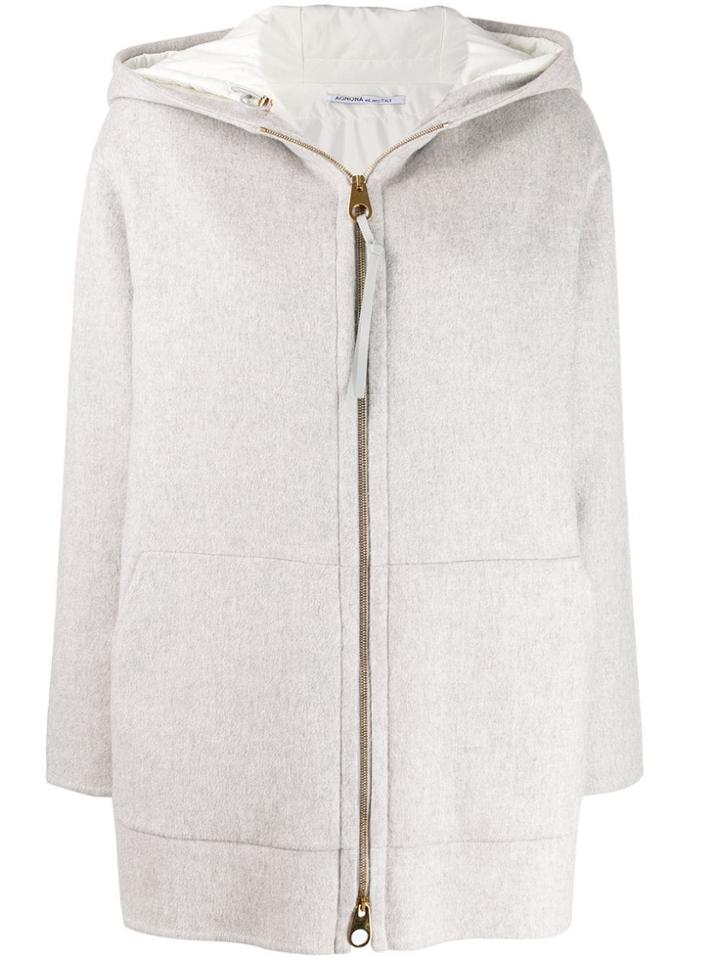 Agnona Hooded Paneled Coat - Grey
