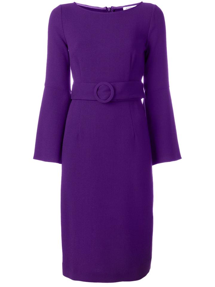 P.a.r.o.s.h. Flared Sleeved Belted Dress - Pink & Purple
