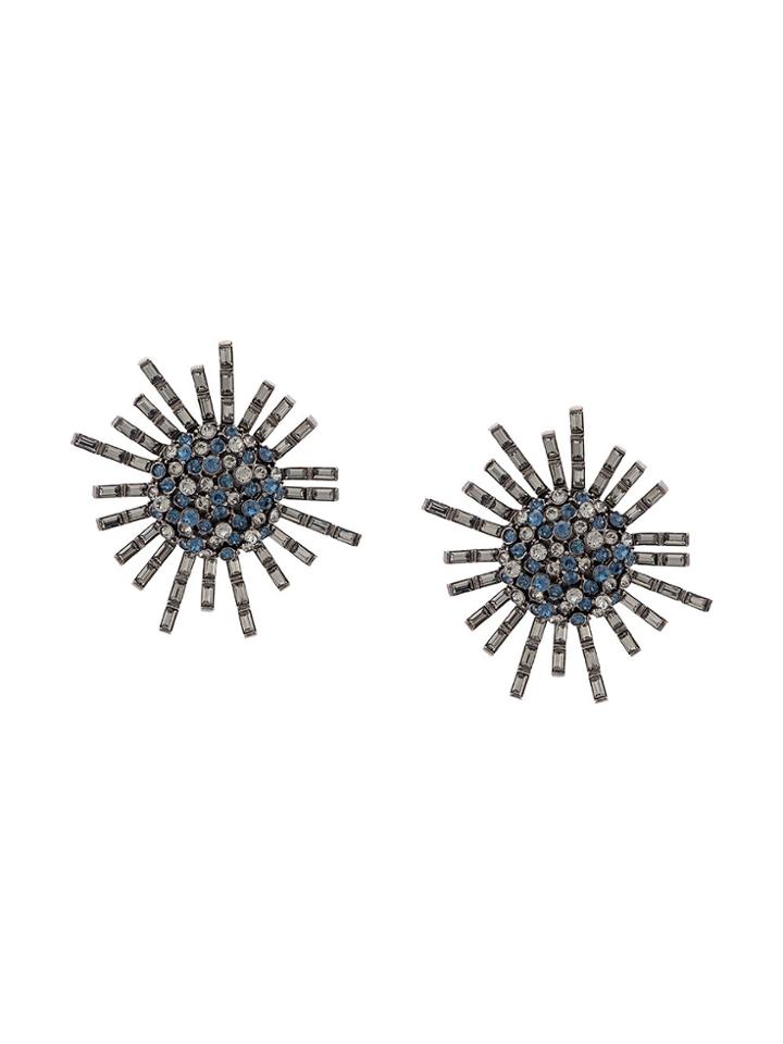 Oscar De La Renta Flower Earrings - Black