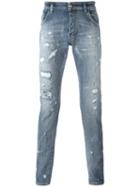Philipp Plein Distressed Slim-fit Jeans, Men's, Size: 31, Blue, Cotton/spandex/elastane