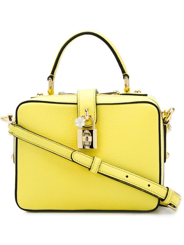 Dolce & Gabbana Rosaria Tote, Women's, Yellow/orange, Calf Leather