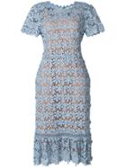 Michael Kors Collection Floral Lace Midi Dress - Blue