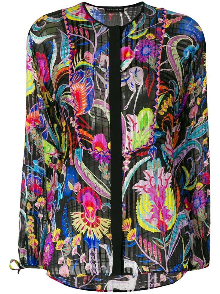 Etro Bead Embellished Graphic Print Shirt - Black