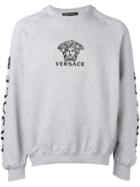 Versace Logo Embroidered Sweatshirt - Grey