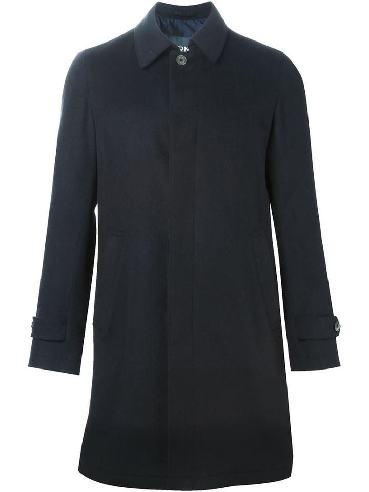 Herno Classic Coat, Men's, Size: 46, Blue, Cashmere/cupro