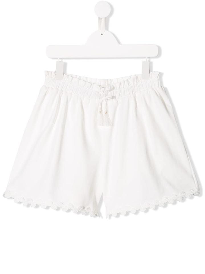 Chloé Teen Embellished Hem Shorts - White