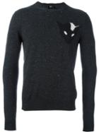 No21 Intarsia Knit Jumper, Men's, Size: 50, Grey, Cotton/polyamide/wool