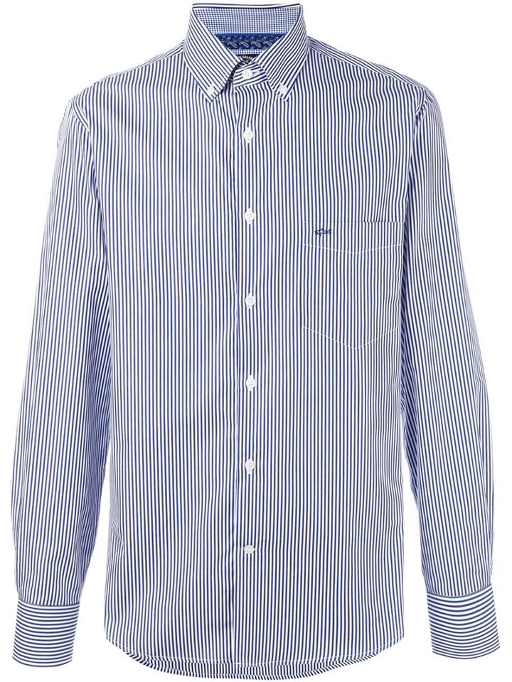 Paul & Shark Striped Shirt, Men's, Size: 43, Blue, Cotton