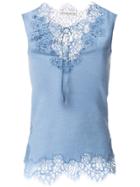 Ermanno Scervino Lace Embroidered Top - Blue
